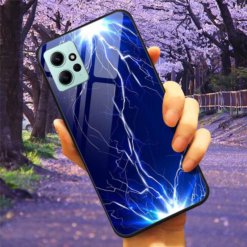 For Xiaomi Redmi Note 12 4G 2023 Case Tempered Glass Starry Marble Hard Back Protective Cover for Redmi NOTE 12 Note12 4G Global