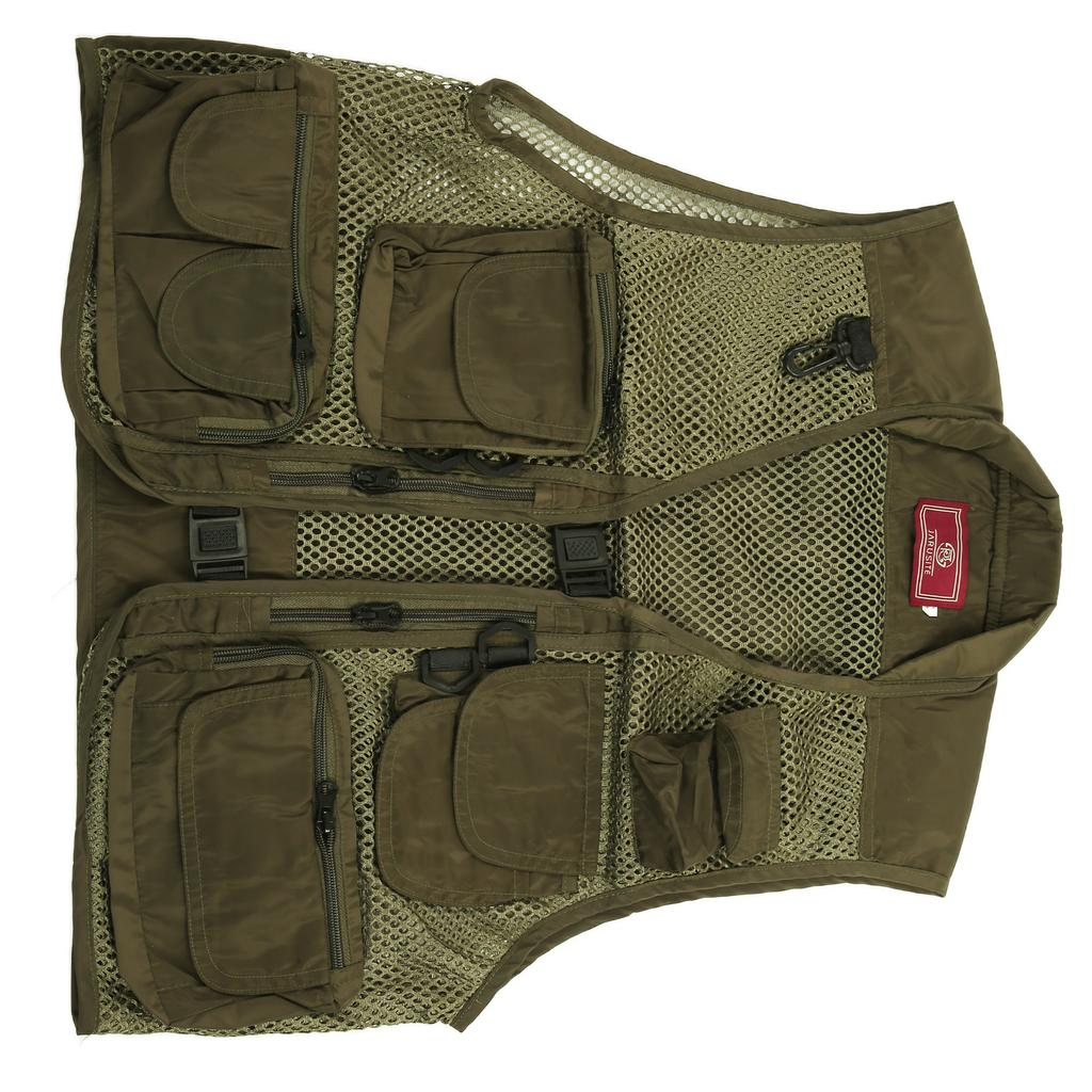 Fishing Vest MultiPocket MultiMesh Waistcoat Breathable Adjustable Fishing Life Jacket(L )