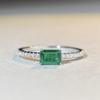 S925 Sterling Silver Emerald & Diamond Ring for Women - Simple, High-End Square Design