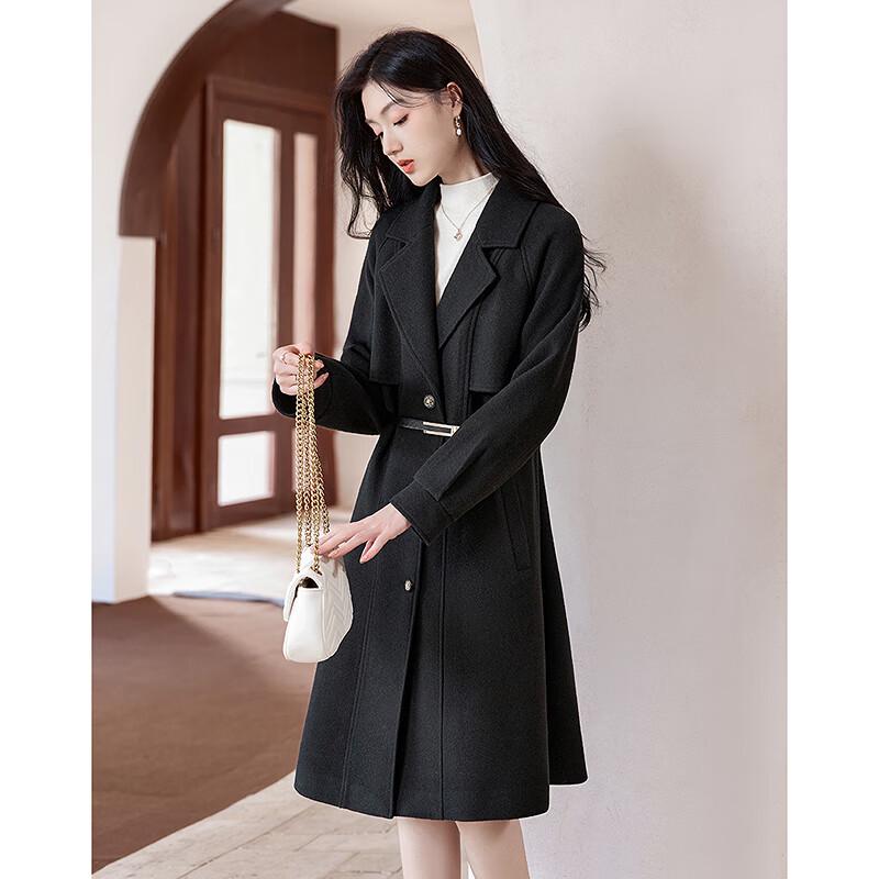 Si Shui Nian Hua Elegant Autumn/Winter Mid-Length Wool Blend Coat