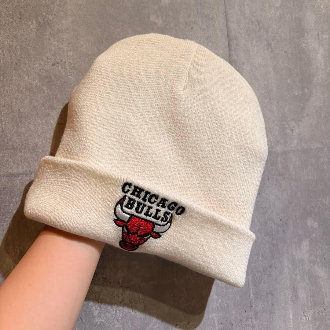 Used [Rare] NBA Chicago Bulls Knit Hat Beanie White Embroidered Logo Street