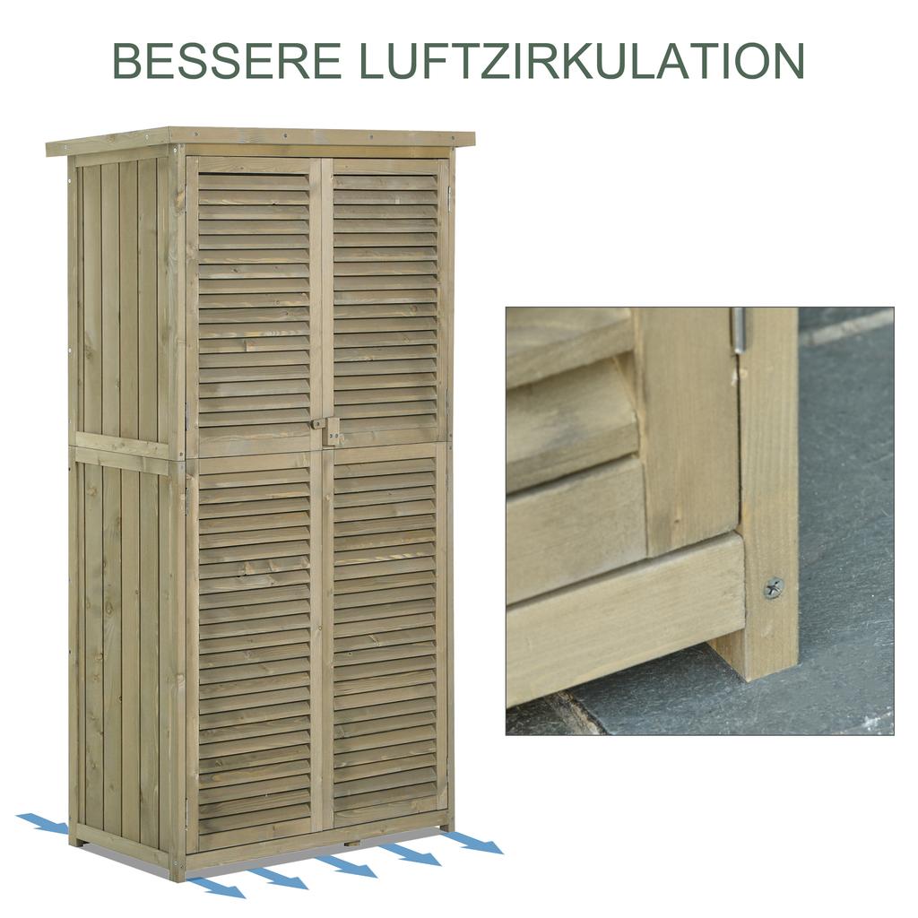 Garden Cabinet Wood Tool Shed Equipment House With Asphalt Roof Louvered Door Storage Cabinet Shed Garden 4 Compartments Gray 87 X 46.5 X 160 Cm