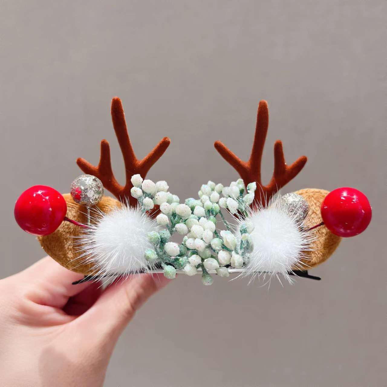 

Christmas Hair Accessories Antler Hair Clip Girl Holiday Headband Children Headdress Furry Winter Hair Clip