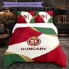 Hungary Football Pattern 3 Pieces Bedding Set Soft Microfiber Duvet Cover with Pillow Cases for Bedroom