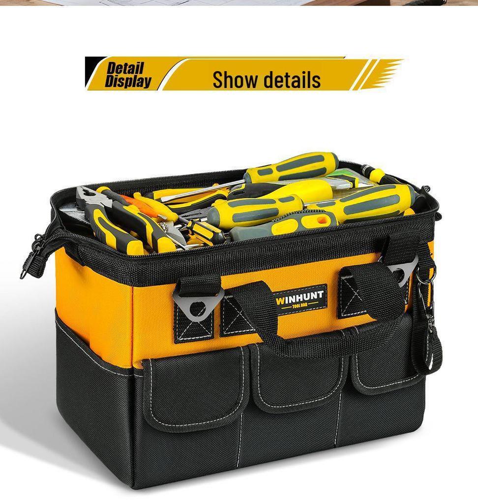 Durable Canvas Handheld Electrician's Tool Bag - Sturdy, Multifunctional for Repair & Woodworking