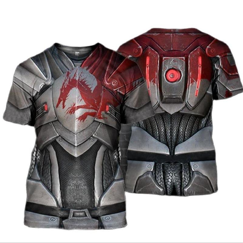 3D Print Knight Armor Cosplay T-shirt For Men New In Men's Casual O-neck Short Sleeve T Shirts Streetwear Funny