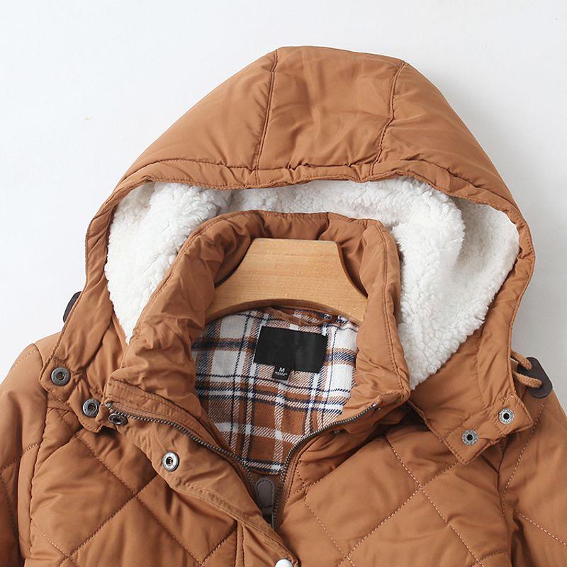 Fall and Winter New Arrival Foreign Trade Women's Clothing Stand Collar Hooded Long Sleeves Zipper Buckle Double Pocket Cotton-Padded Jacket 27585