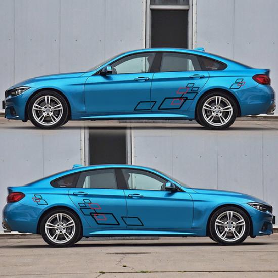 Car Vinyl Stickers Side Body Geometric Graphics Decal Decor Racing Sport Style