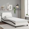 VidaXL Cadre de Lit avec Tête de Lit, Lit Rembourré avec Sommier à Lattes, Lit Simple avec Pied Chambre, Blanc et Noir 373124