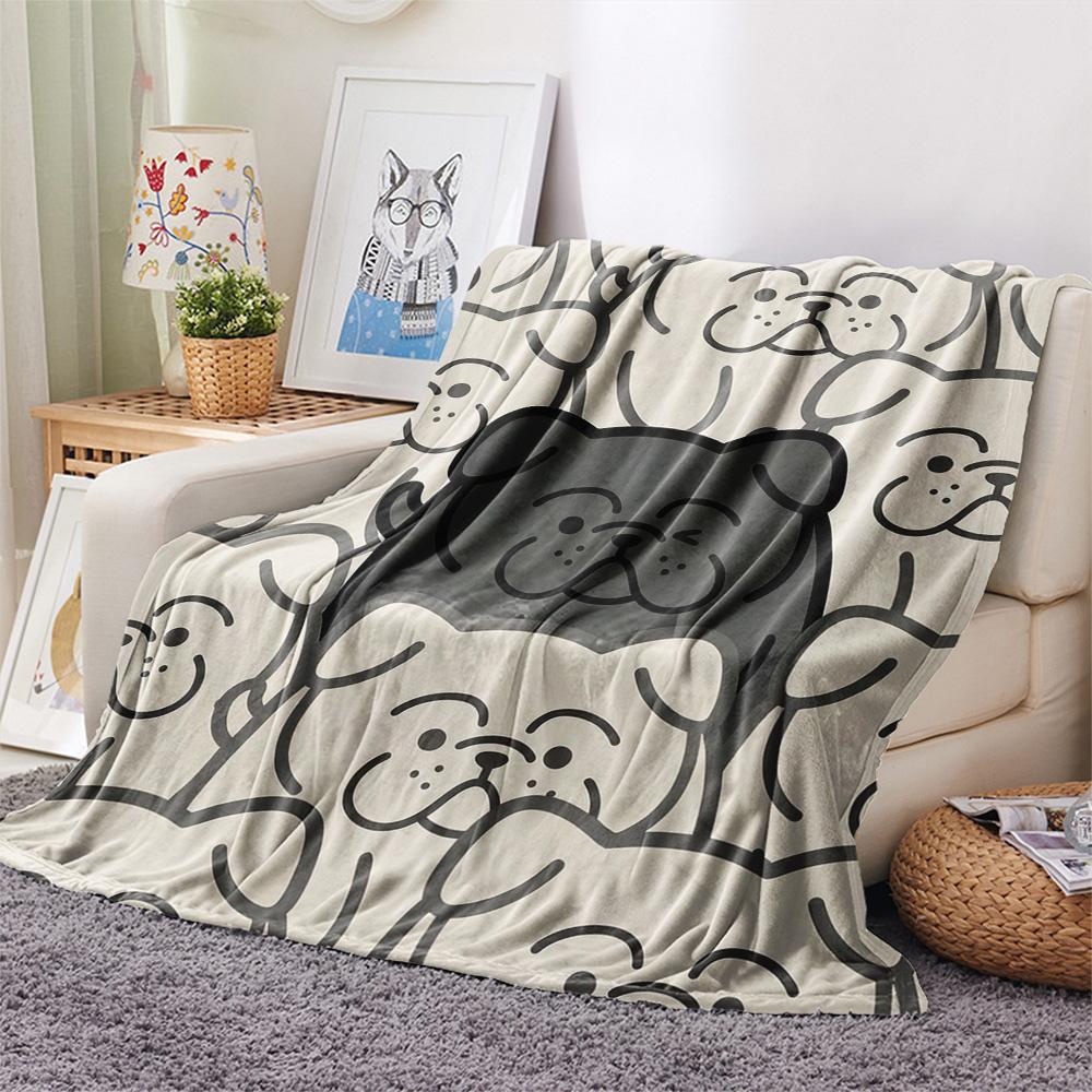 1Pc Bulldog Print Flannel Blanket, High quality Comfortable for All Seasons, Home Decor, Warmth and Comfort, Perfect for Christmas Gifts