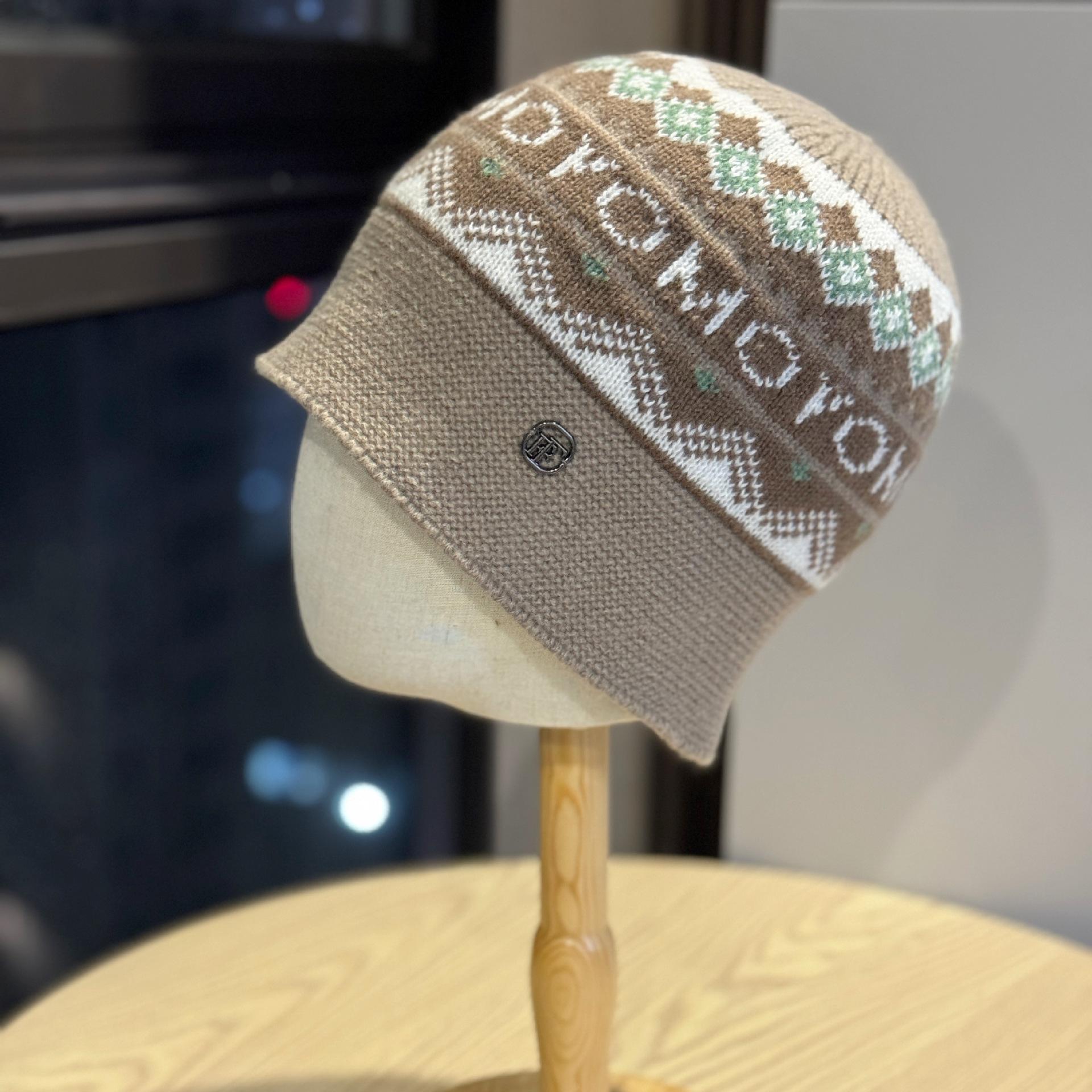 

Новая шапка бини в стиле Fair Isle с ретро жаккардом и защитой ушей для женщин, осенне-зимняя, холодостойкая и теплая, шерстяная шапка, шляпа-ведро one size