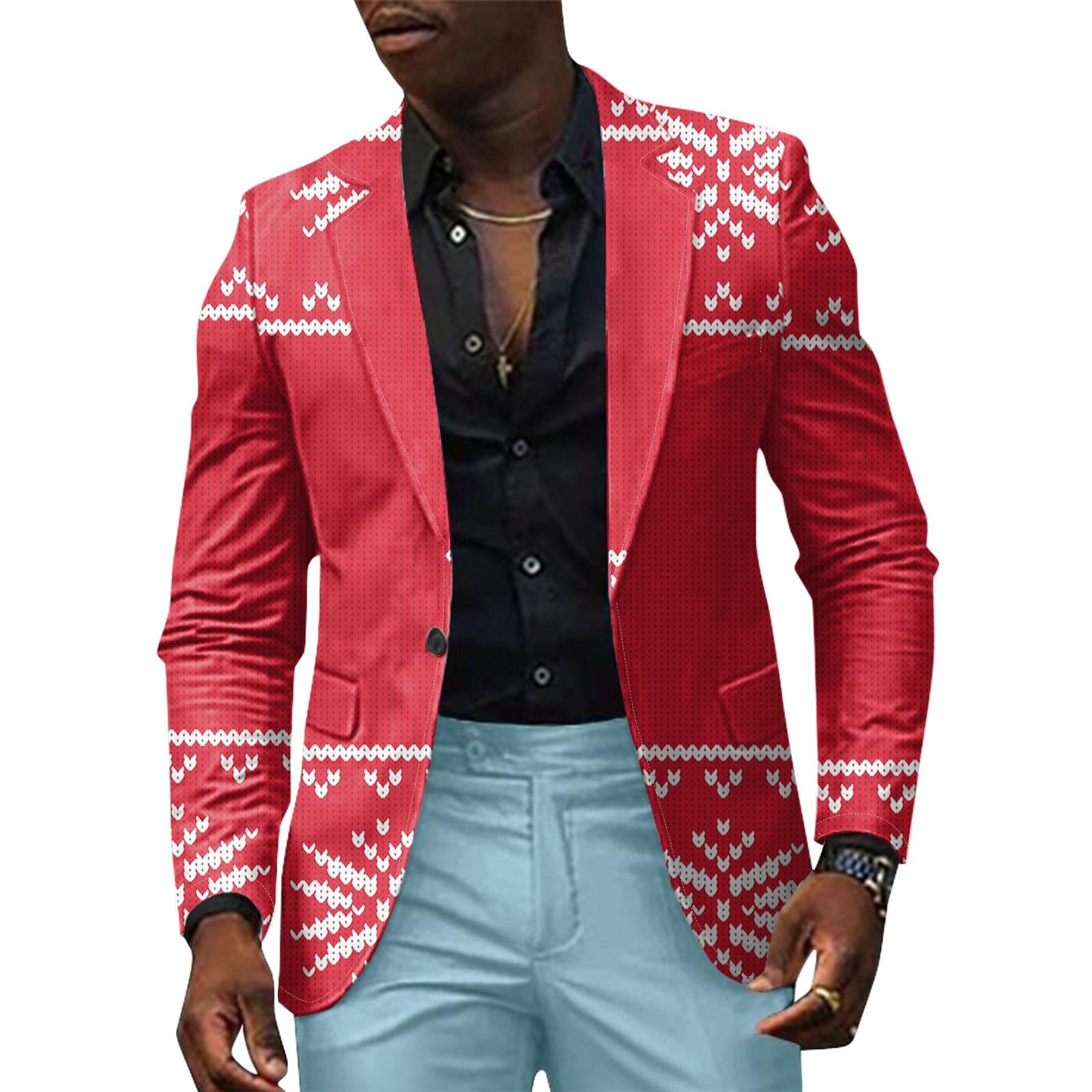 

Унисекс Зимние рождественские принты Пиджаки Унисекс Повседневная мода Куртки на пуговицах M