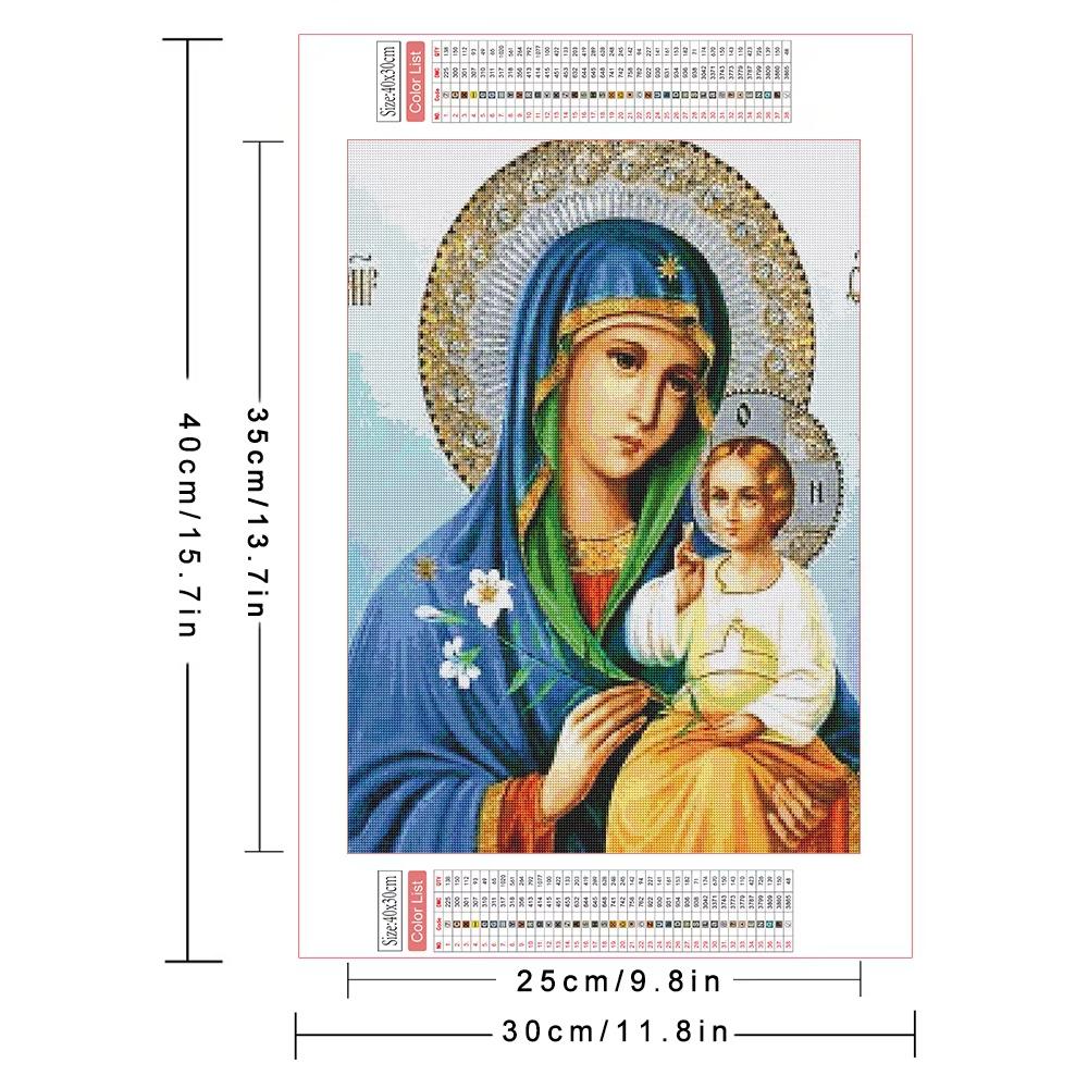 5D Diamantmalerei Religion Ikone Jungfrau Maria Runde Bohrer Heimdekor Porträt Stickerei Mosaik Geschenk Heimdekor