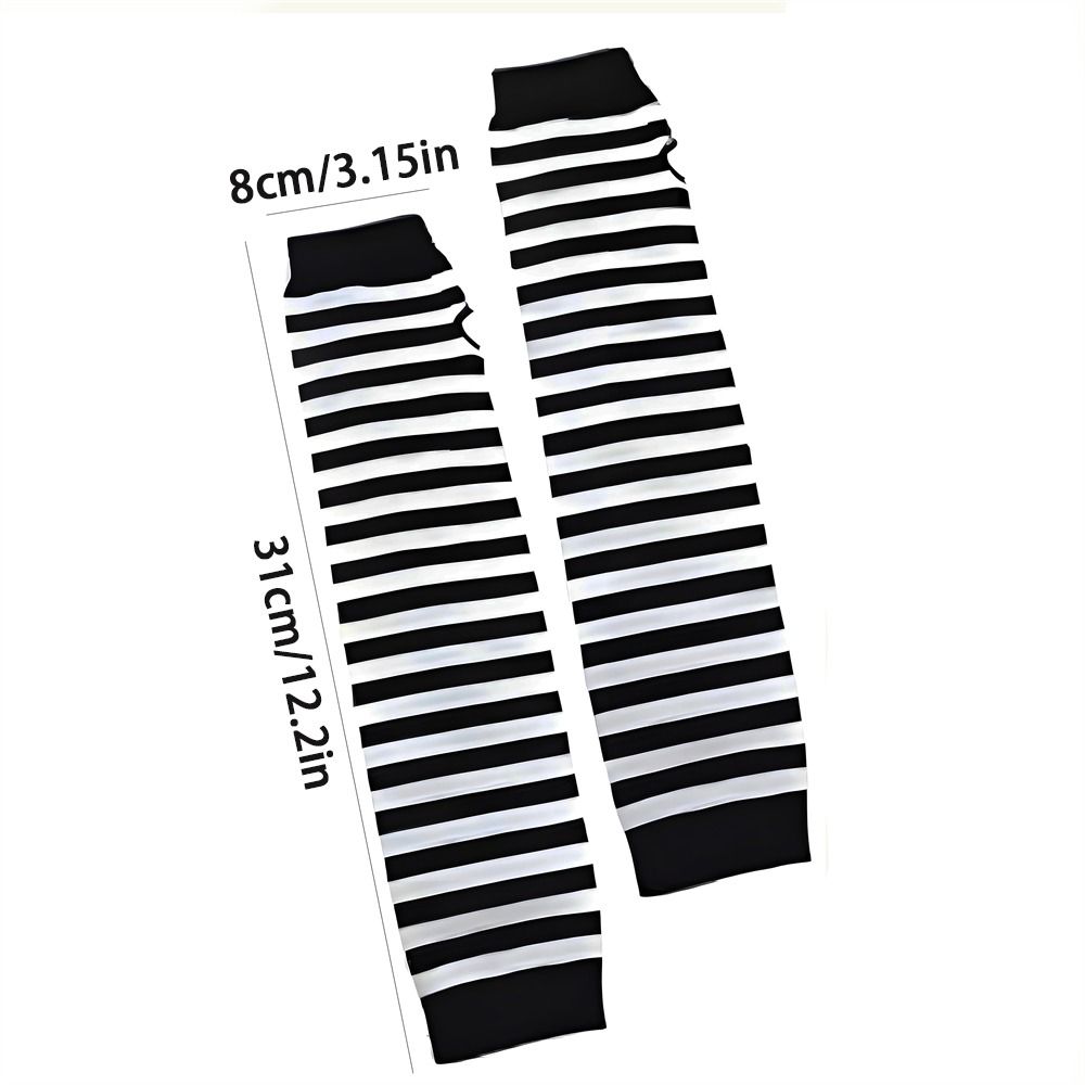 Arm Cover Fingerless Long Glove Striped Cool Stretch Gloves Women Girls Elbow Mitten Winter Season