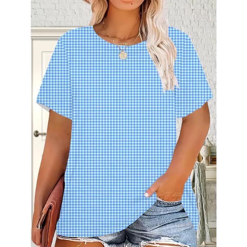 Fashion Women's Crew Neck Short Sleeve 3D Casual Color Printing Casual Short Sleeve Crew Neck T-Shirt