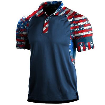 Pánská polokošile s krátkým rukávem Polo límec Pruhovaný potisk Golfové oblečení Pánské ležérní košile Patchwork Polo