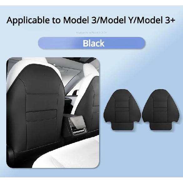 Seat Anti Kick Pad for Tesla Model 3+ Ultra Fiber Leather Rear Backrest Protective Pad New Model 3 Highland 2024 Car Accessories чёрный