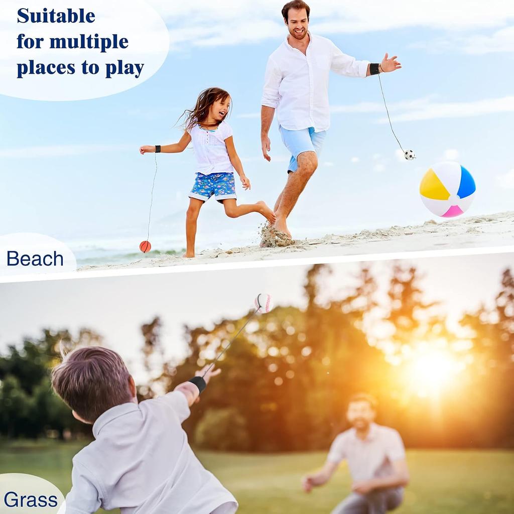 4 Piece Sports Ball Wristband Set Basketball, Baseball Football On Elastic String - Perfect For Boys Outdoor Play Pet Dog Toys