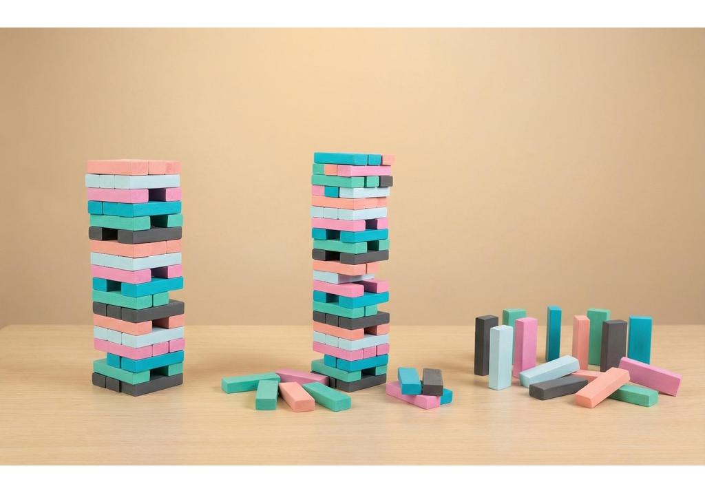 54-Piece Wooden Building Blocks for Adults & Couples - Educational Stacking Game Tower for Children