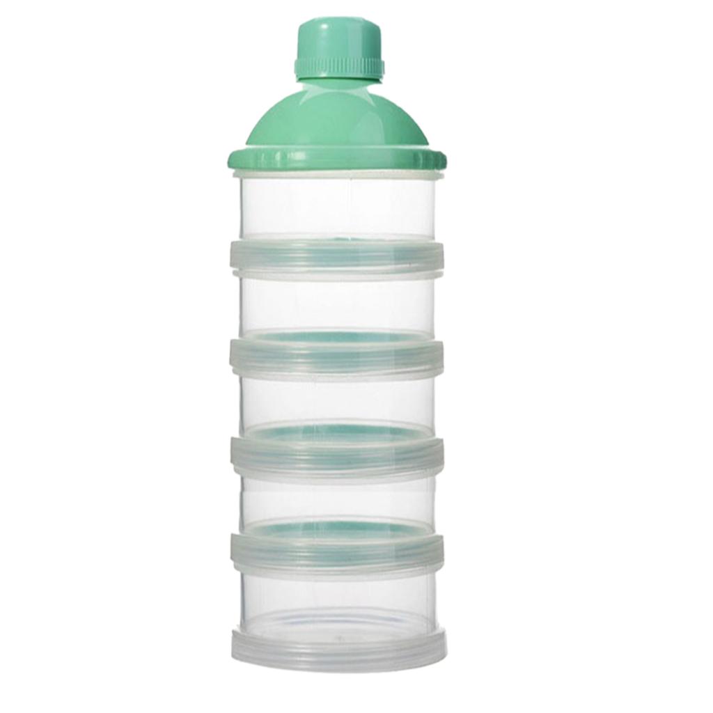Infant Formula Dispenser with 4/5 Separate Sections Baby Food Storage Box Leakproof Toddler Milk Powder Container