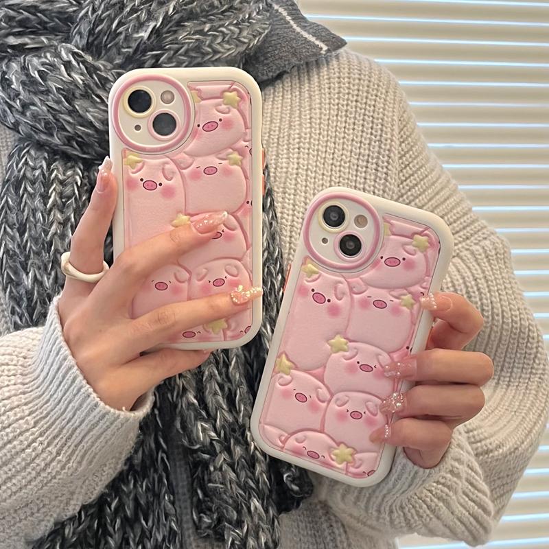 Husă de porc roz drăguț pentru Iphone 14 Pro Max 13 11 12 14 Plus Husă de protecție din piele PU de moda Funda din silicon moale de desene animate