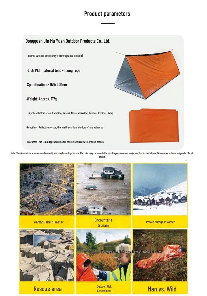 Portable Outdoor Emergency Tent & Thermal Sleeping Bag for Disaster Relief, Camping, and Cold Protection