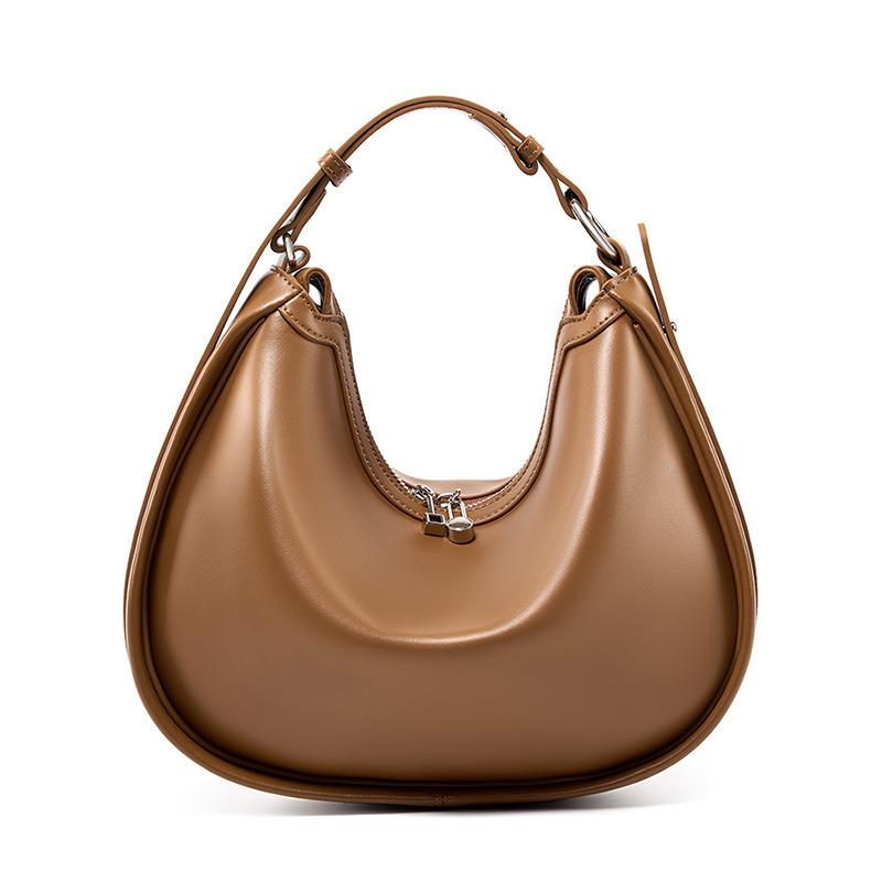 

Design Crescent Bag Leather Underarm Bag Women S Simple High-End Shoulder Crossbody Versatile Women S Bag коричневый