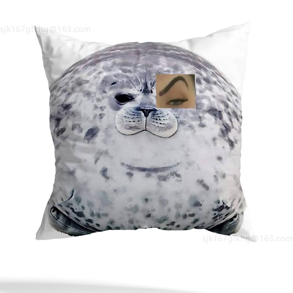 Seal Sea Cute Funny Pillow Case Anti-dustmite Pillowcase Invisible zipper silky short plush Sofa cushion cover