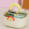 Childrens Hair Ornaments Organiser Double Layer Compartment Storage Box Portable with Handle for Home and Travel Use