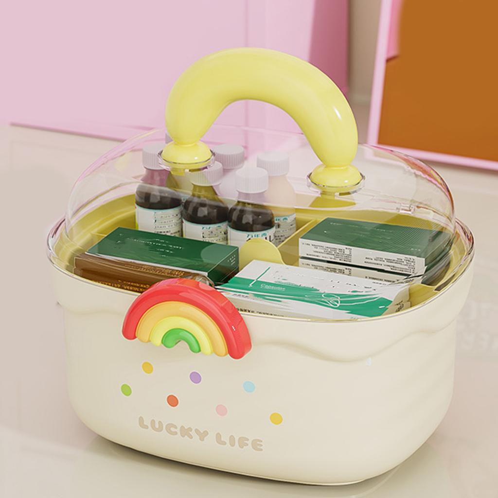 Childrens Hair Ornaments Organiser Double Layer Compartment Storage Box Portable with Handle for Home and Travel Use