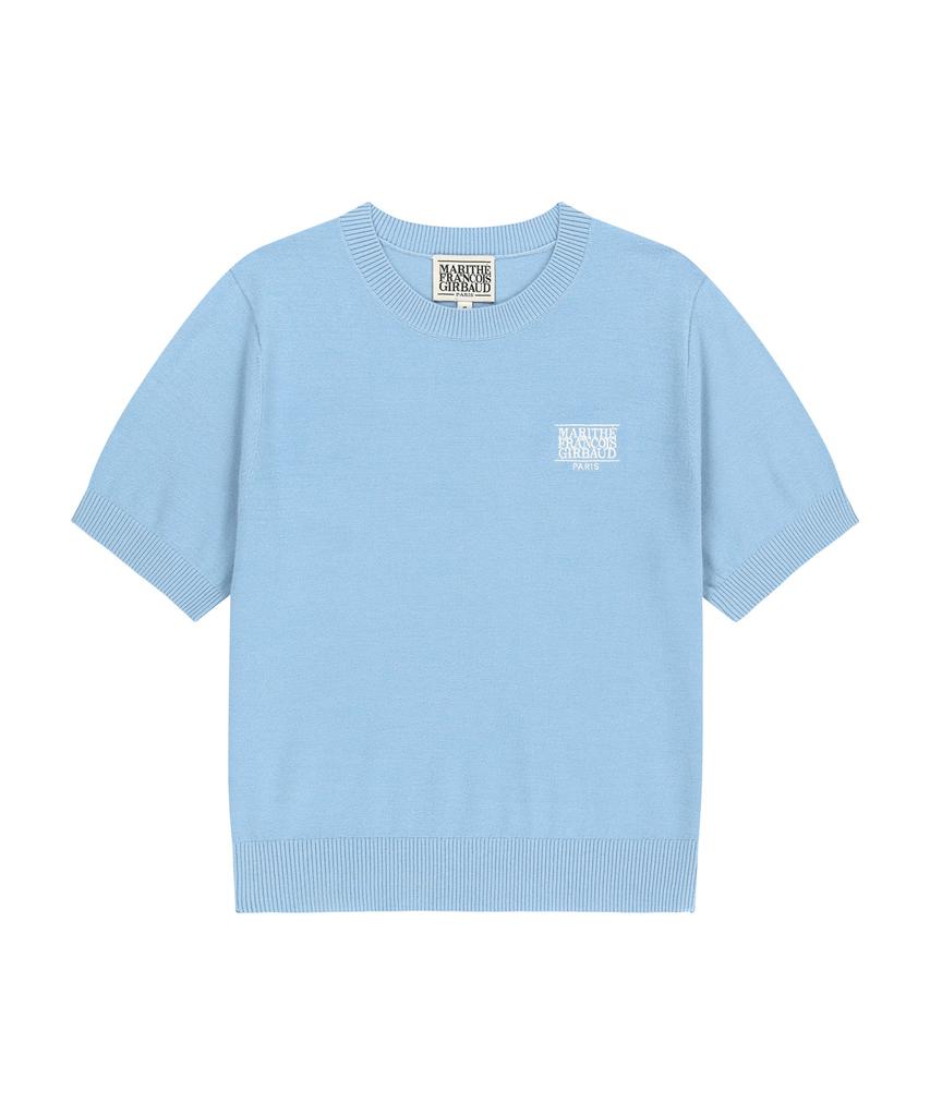 Malittepeulangsowajeobeo W Small Classic Logo Half Knit Pullover Sky Blue