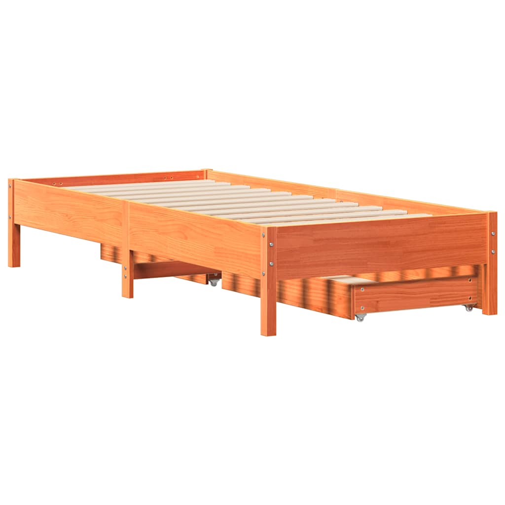 Solid Wood Bed without Mattress Wax Brown 90x200 cm Pine Wood