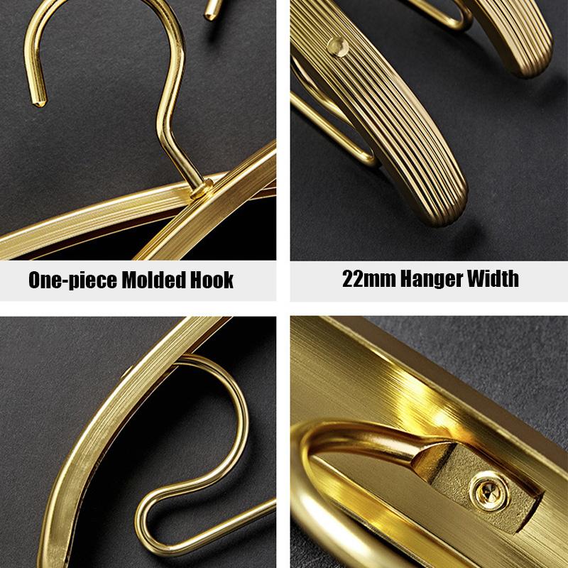 5PCS Aluminum Alloy Coat Hangers,Light Luxury 2.2CM Wide Shoulder Display Hanger for Pants Shirt Wedding Dress,Clothes Organizer