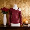 Polyester Long Sleeve T Shirt With Sequin Round Neck For Casual Women