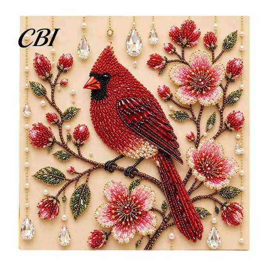 Relaxing Indoor Hobbies for Adults Bird Faux Pearl Painting Kit, Flower And Art DIY Easy Projects Home Decor Owl Red Craft Set Adults, Wall