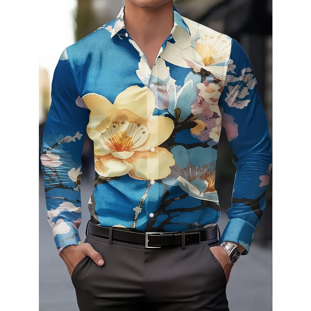 New Purple White Contrasting Geometric Stripe Men's Long Sleeved Shirt, Light Luxury Business Style Casual Shirt