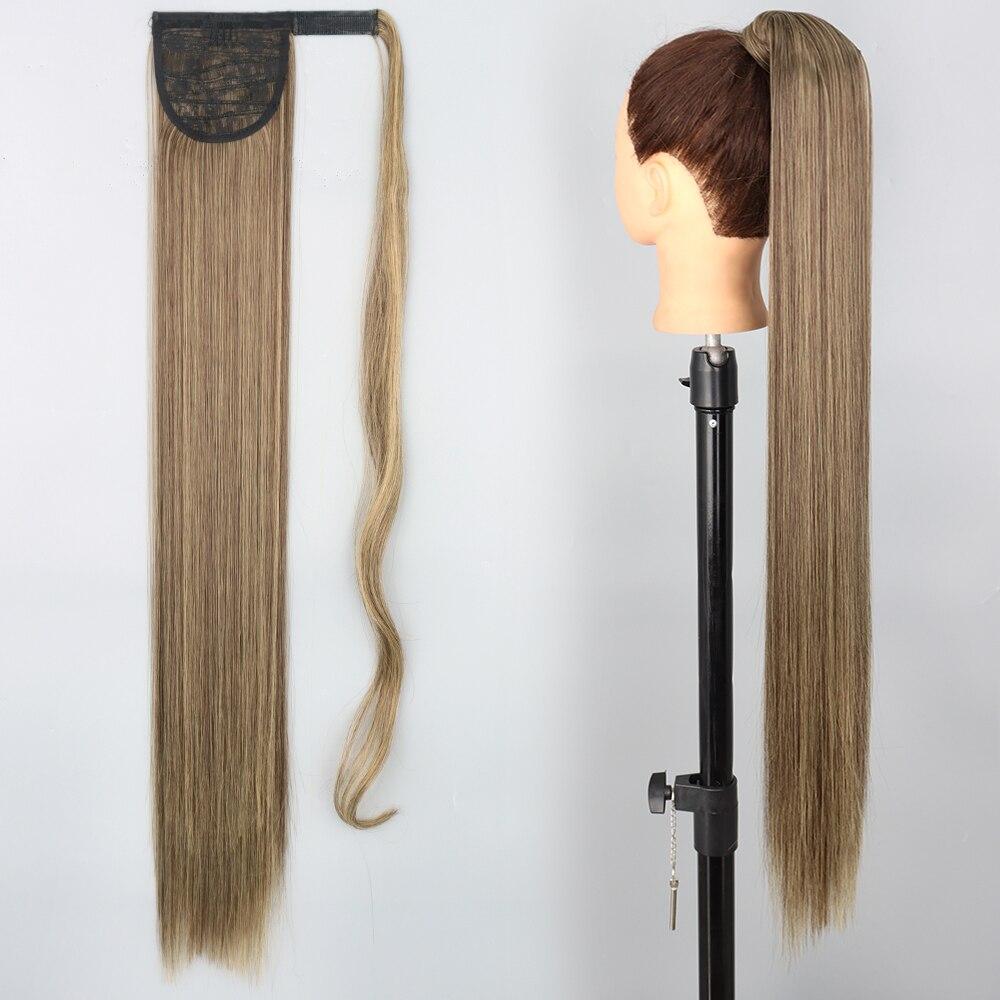 

MISS WIG 85 см длинный прямой хвостик шиньон на клипсе из черного синтетического термостойкого волокна для наращивания волос 55 cm