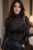Women' lace BLOUSE, openwork, black, elegant, evening, fashionable, size
