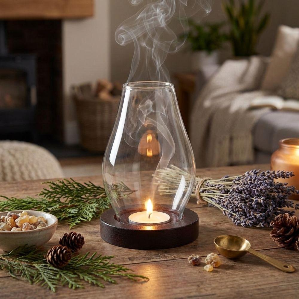Windproof Glass Candle Holder Transparent Incenses Stove Lamp Candle Cup Cover  Zen Ambiance