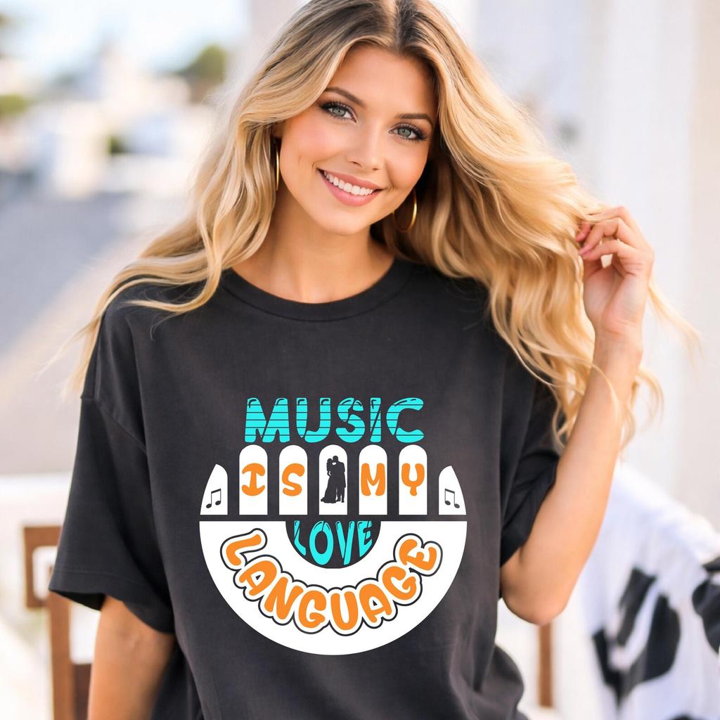 Music T-Shirt Music Tee Rock Band Tee Music Slogan Tee Gift for Boy Teen Girls Mom Dad Grandma Grandpa Family Sister Brother Crew Team Party