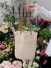 Cott Braided Women's Knitted Shoulder Bag Hollow Out Ladies Summer Tote Bags Beach Vacati Female Large Capacity Handbag