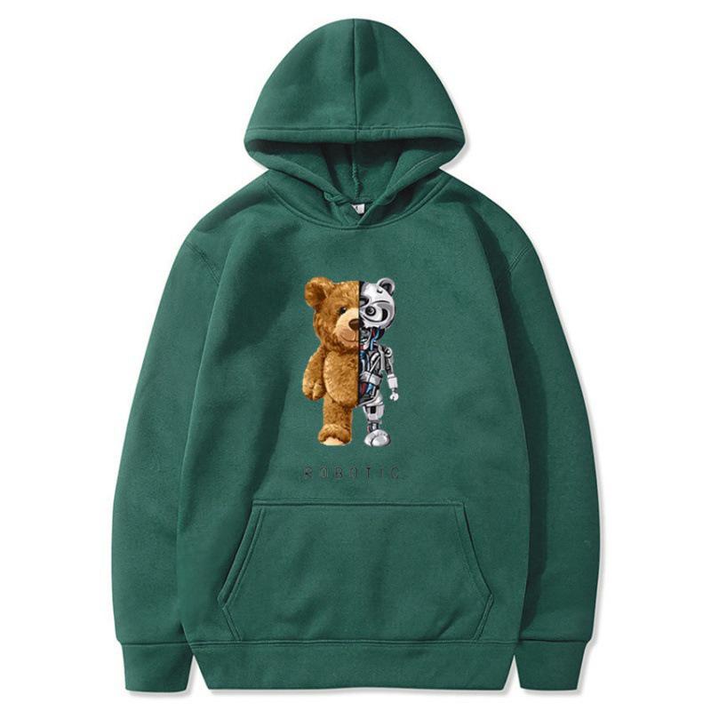 Men's Violent Bear Print Hoodie - Trendy European Fashion Pullover