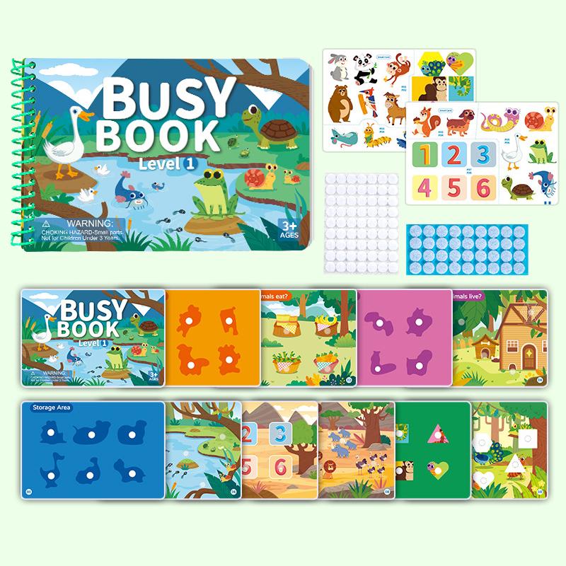 Travel-Friendly Busy Book for Kids with 4 Cartoon Themes for Quiet DIY Sticker Fun