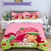 3pcs Princess Strawberry11 Design Cover Set - HD Printed Bedding with 1 Cover and 2 Pillowcases - Perfect for Home and Dorm Decor