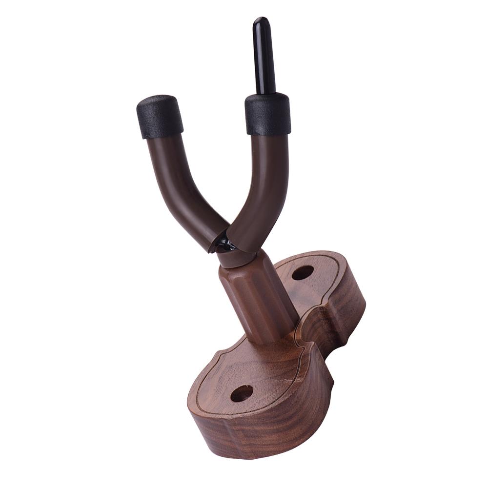 Wall Mount Violin Fiddle Viola Hanger Hook Keeper with Bow Holder Rubber Cushion Wood Base