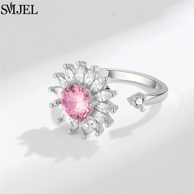 Etnisk Mote Tusenfryd Blomst Angstring Justerbar Dame Jenter Bekymring Stresslindring Smykker Spinnende Fidget-ringer Festgaver