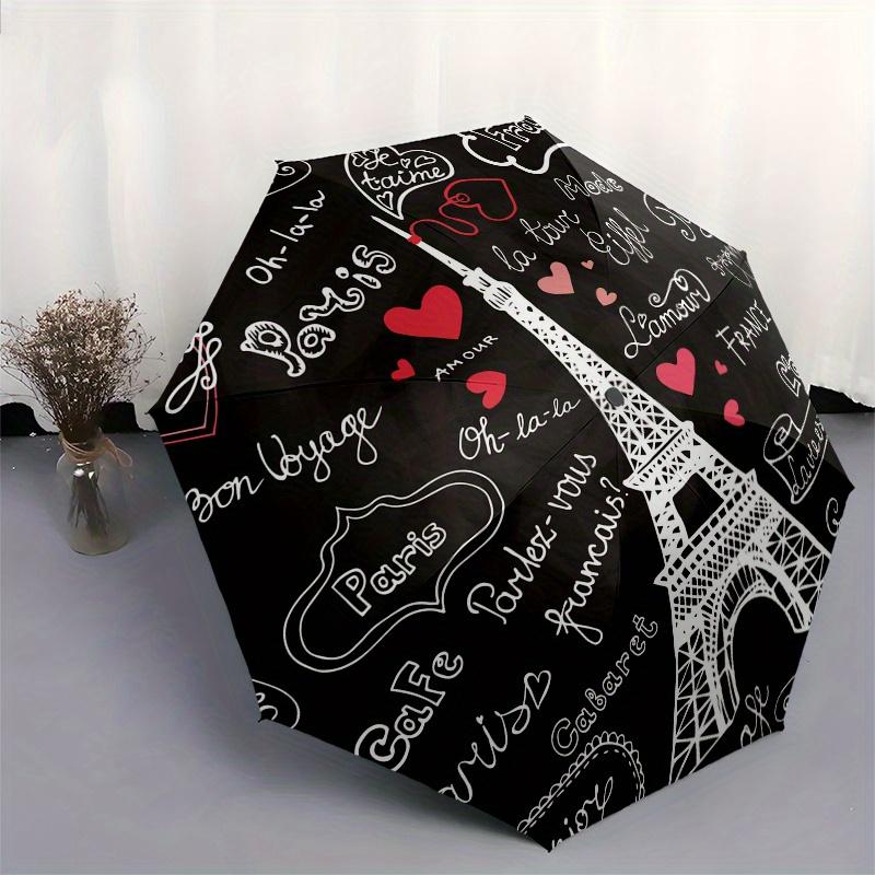 Parisian Romance: Eiffel Tower Chalkboard Art PrintUmbrella, Portable 3-Fold Compact Umbrella,Christmas Gift ES438