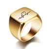 Free Engrave New Silver/Gold/Black/Blue Square Big Width Signet Rings Customized Fashion Finger Men Ring Titanium Steel Jewelry