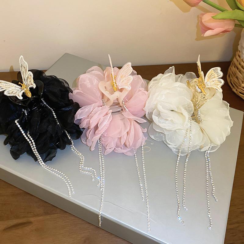 Acrylic flower butterfly fringed hairpin exquisite fashion grab clip high sense super fairy versatile hair accessories