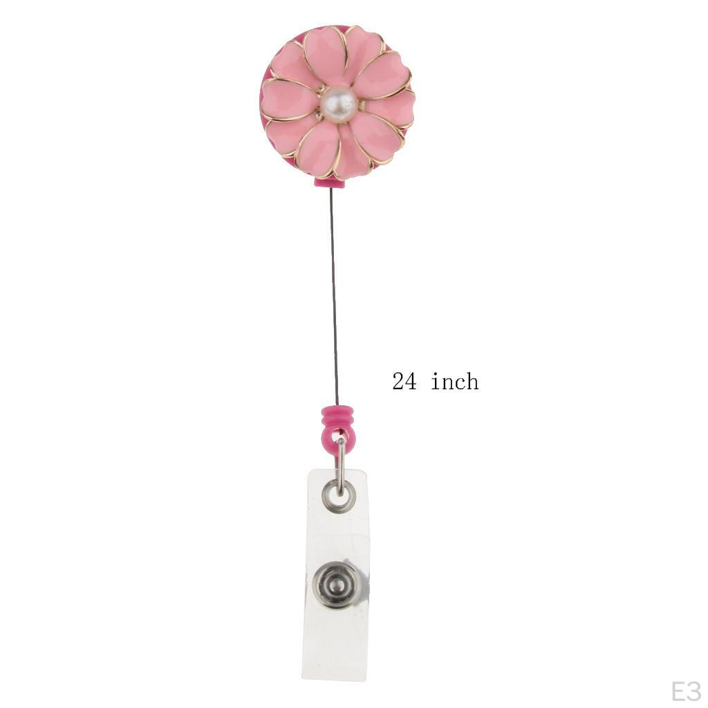 3 of pack Cute Teacher Retractable Flower Applique Reel ID Badge Holder